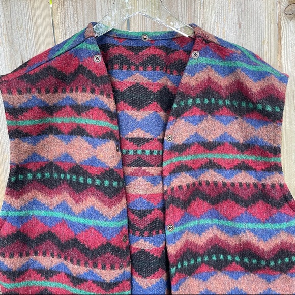 ID Wear vest Aztec southwestern large boho Wool Blend - Picture 3 of 8
